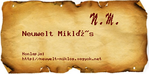 Neuwelt Miklós névjegykártya